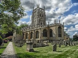 old cemetery at medieval St Mary's Church, uk, england, fairford