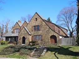 old stone buildings at countryside, usa, new jersey, trenton