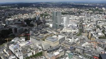 aerial view of buildings in Frankfurt city downtown