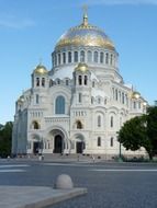 orthodox kronshtadt cathedral at summer, russia, st petersburg