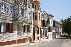 line of old buildings along road, turkey, istanbul