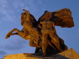 monument to atatürk at evening sky, turkey, antalya