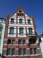old gable house with balcony, germany, stralsund