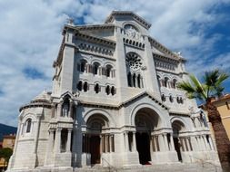 Cathedral of Our Lady Immaculate,west facade of medieval Roman Catholic church, france, monaco