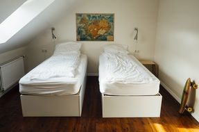 two single beds in the attic