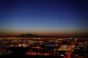 aerial view of city at dusk, usa, nevada, las vegas