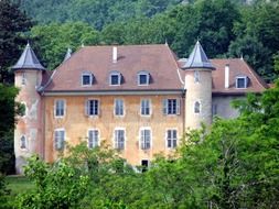 chateau de bornessand, medieval castle at summer forest, france