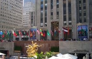 flags near Rockefeller Center in New York
