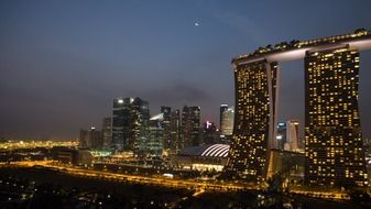 Marina Bay Sands hotels in night cityscape, singapore