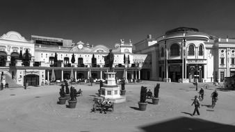 monochrome picture of square in city, austria, vienna