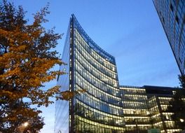 architecture at potsdam place at dusk, berlin