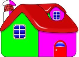 bright colorful village house, illustration