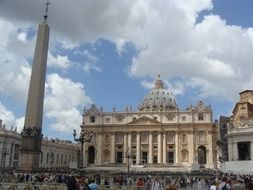 crowd of people on square at saint peter's basilica, italy, rome