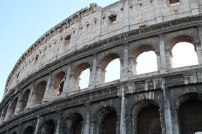 wall of colosseum at sky, italy, rome