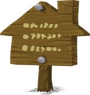 house form wooden shield with nails