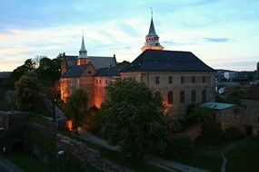 akershus, medieval castle at dusk, norway, oslo