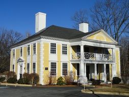 old mansion in park at winter, uk, england, woburn