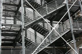 staircase on facade of Centre Pompidou in france, paris