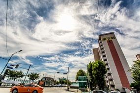 Cloud sky view buildings street traffic seoul