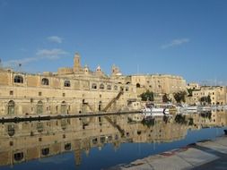 malta canal waterway with beautiful architecture on the coast