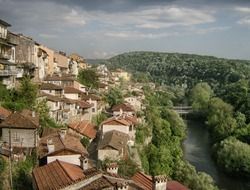 picturesque old town on mountain side, bulgaria, veliko turnover