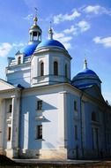 orthodox cathedral with blue domes, russia