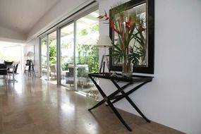 glass wall in living room