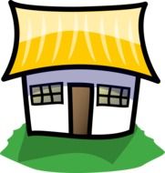 one family house on lawn, illustration