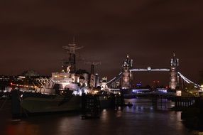 London bridge view on night city and river