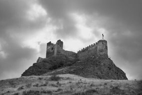 ruin of medieval fortress on hill, spain