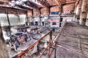 workshop in anandoned factory building