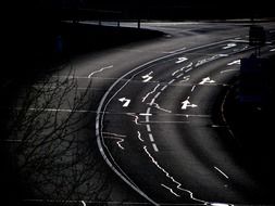 Curve road at night