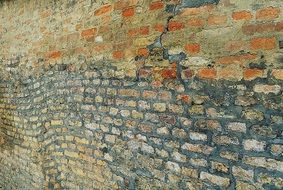 wall of old brick building