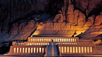 scenery Mortuary Temple of Hatshepsut at night, egypt