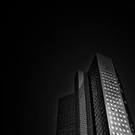 deutsche bank skyscraper at darkness, germany, frankfurt