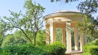 rotunda among green trees, russia, st petersburg, Catherinehof