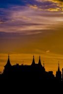 Silhouette of a castle in the twilight