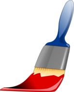 paintbrush with red paint, hand tool