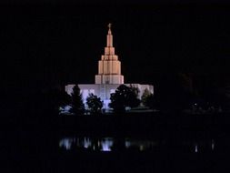 The Church of Jesus Christ of Latter-day Saints, mormon temple building at night, usa, idaho, idaho falls