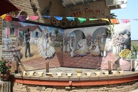 dancing people, oldtime style painting outdoor, usa, california, san diego