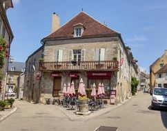 open air cafe at old building, france