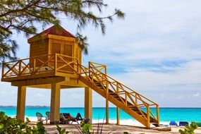 wooden lifeguard tower