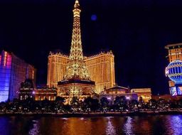 Casino in nigth city skyline, usa, nevada, las vegas