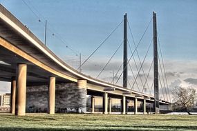 low angle view of suspension bridge, germany, dÃ¼sseldorf