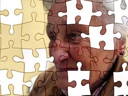 puzzle pattern on old person’s face