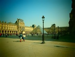 louvre glass pyramid, france, paris
