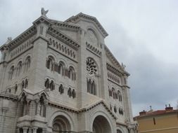 Cathedral of Our Lady Immaculate at cloudy sky, france, monaco