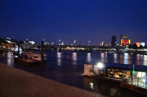 night view of city from thames river embankment, uk, england, london