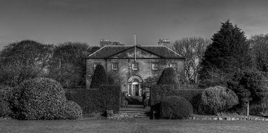 backworth hall mansion in garden, uk, england, northumberland