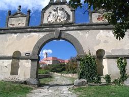 path through gates to riegersburg castle, austria, styria